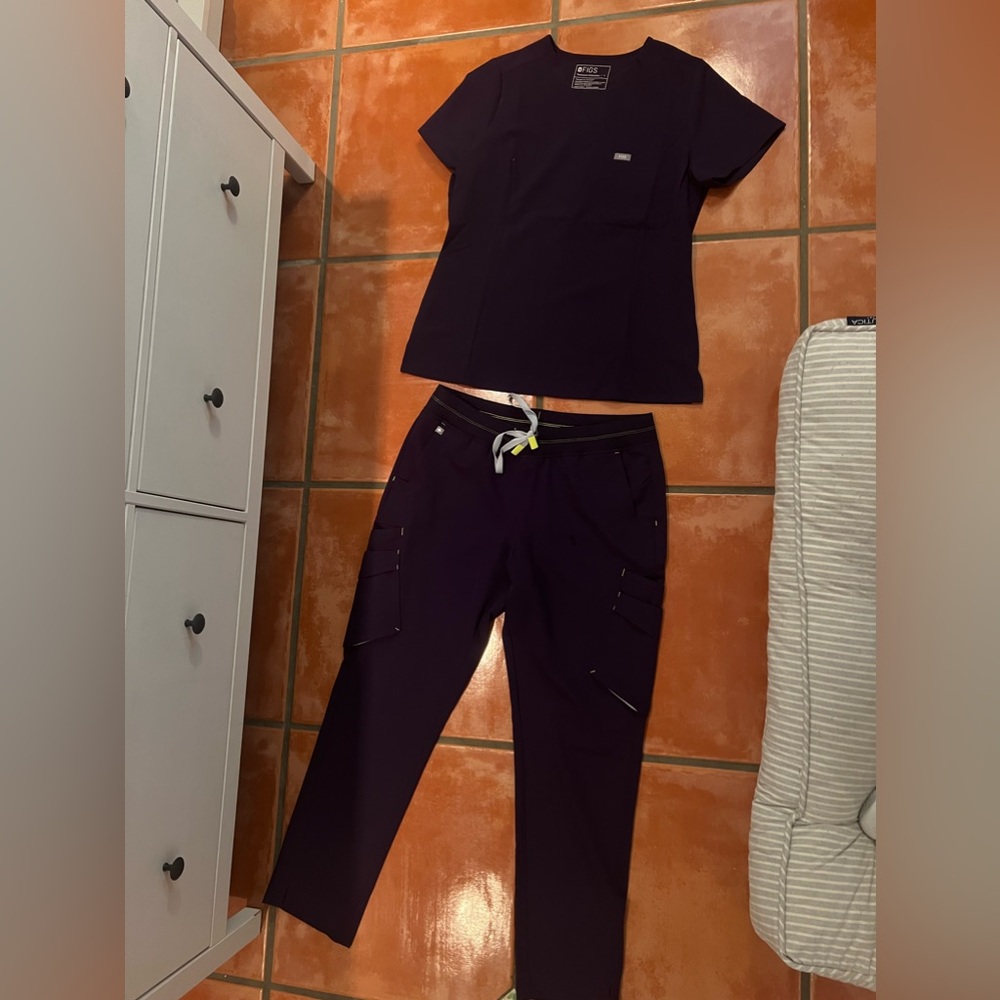 Figs dark plum scrubs